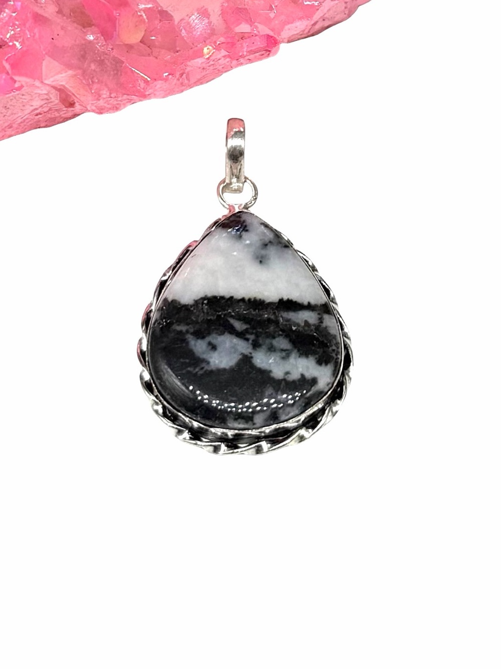 White Buffalo Turquoise Necklace Pendant 925 Sterling Silver Overlay